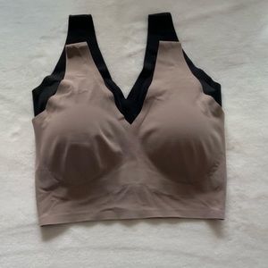 (2) True & Co Bralettes. 1 taupe & 1 black. Both are size Medium.